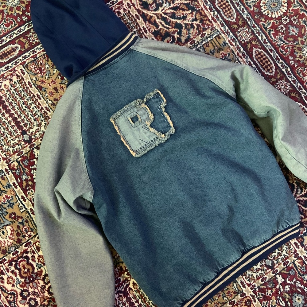 Vintage Route 66 jean bomber jacket